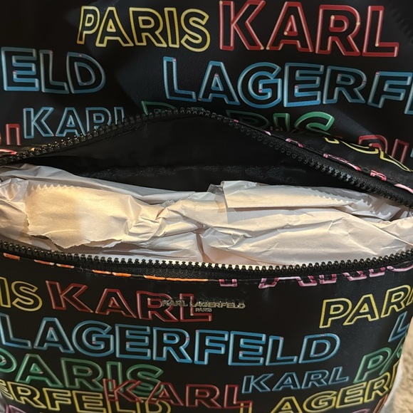 NWT Karl Lagerfeld Nylon Multi Color Backpack With 2 Side Pockets & Front Pocket - Picture 8 of 16
